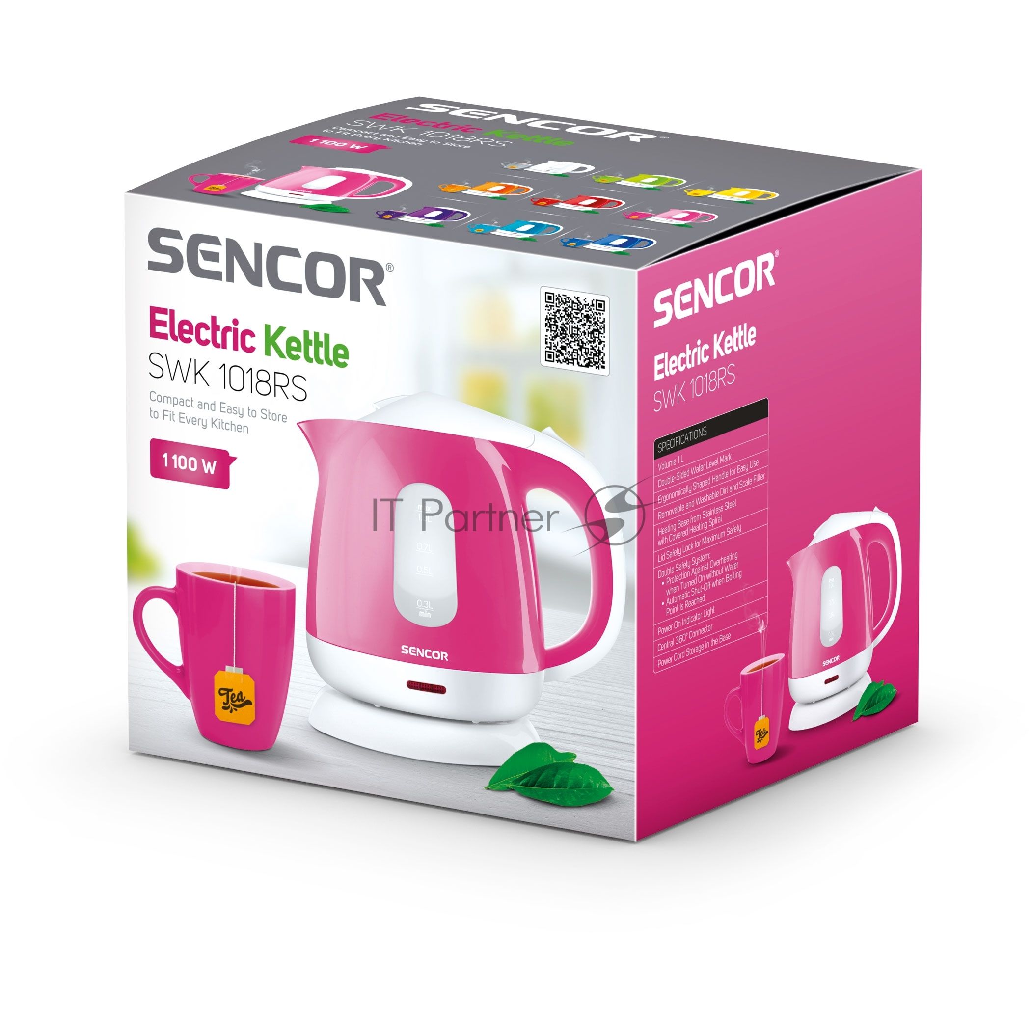 Чайник электрический Sencor SWK 1018RS розовый, 1 л, 1100 Вт