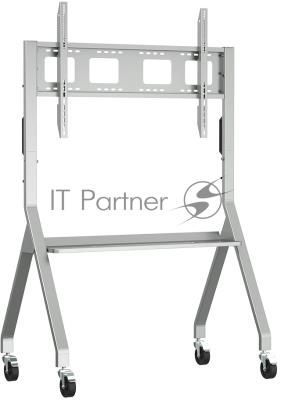 Мобильная стойка напольная Kromax OMEGA-12 silver, 1 шт/уп, Мобильная стойка напольная для TV 32"-120", max вес 80 кг, высота 1640-1820 мм, max VESA 1000x600 мм