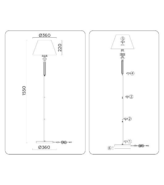 Светильник Ambrella light LH71008 BN/WH никель/белый E27 max 60W D360*1550