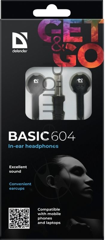 Наушники Defender Basic 604 вставки черный