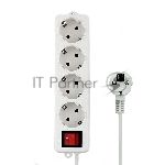 Сетевой фильтр Гарнизон ELB-G4-W-3, 4 евророзетки с выключателем и заземлением, допустимый ток 16А, длина 3 м.