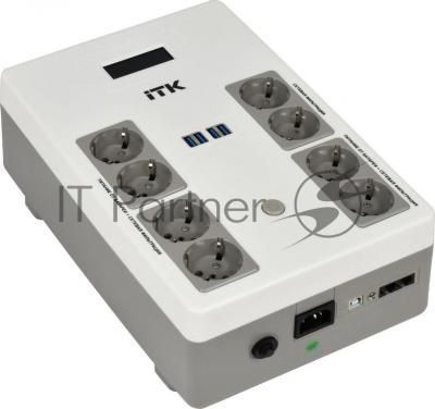 Источник бесперебойного питания ITK Electra EST8-800VA-1-001 / 800 ВА / 480Вт / 8 x CEE 7 (евророзетка)