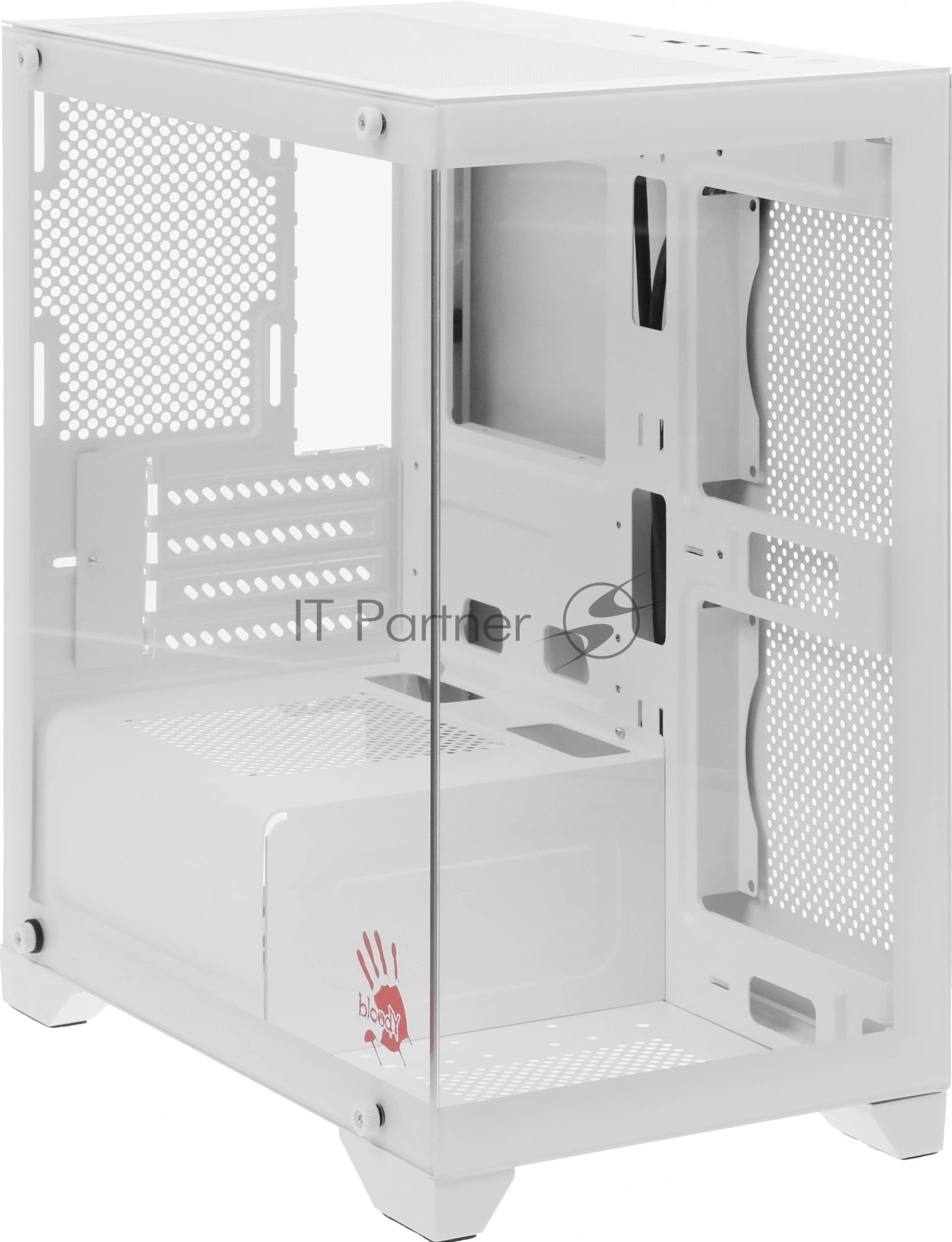 Компьютерный корпус Bloody BD-CC103 белый без БП mATX 7x120мм 1xUSB 2.0 1xUSB 3.0 audio bott PSU