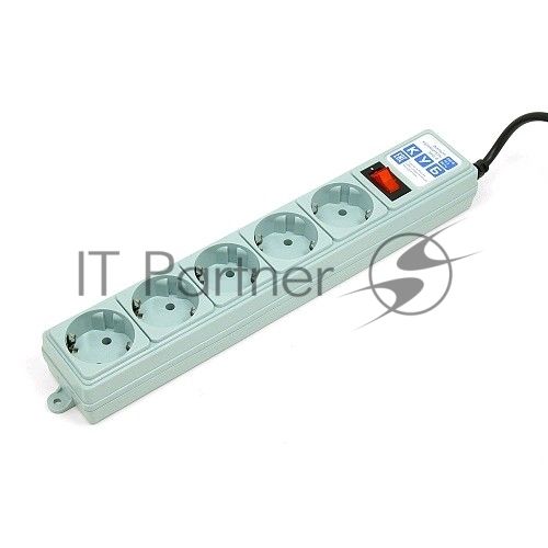 Сетевой фильтр Powercube SPG-B-15 5 м, 5 розеток, серый, коробка