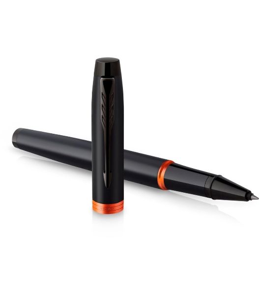 Ручка роллер Parker IM Vibrant Rings T315 (CW2172945) Flame Orange PVD, F, черные чернила, подарочная коробка