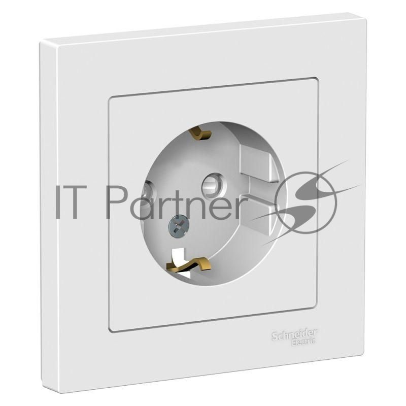 Розетка AtlasDesign с заземл. защ. шторки 16А в сборе белый SchE ATN000144