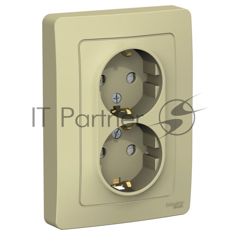 Розетка 2-м СП BLANCA 16А 250В защ. шторки с заземл. беж. SchE BLNRS001127