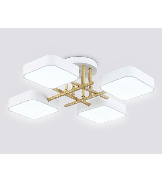 Люстра светодиодная на штанге Ambrella light FL516341/4 WH/GD белый/золото 72W 3000-6000K 550*550*150 (без ПДУ)