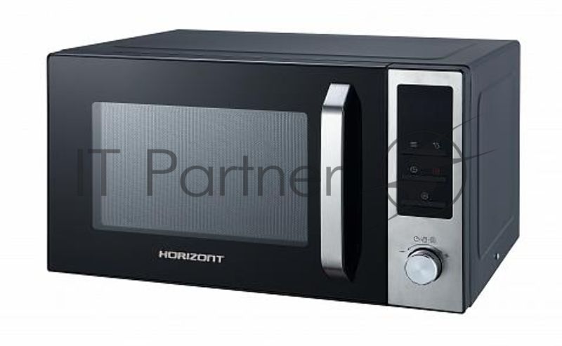 Микроволновая печь Horizont 23MW800-1379S черный/серебристый, 23 л, 800 Вт, переключатели - поворотный механизм/кнопки