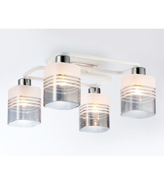 Светильник Ambrella light TR303205/4 WH/CH/SM/FR белый/хром/дымчатый/белый матовый E27*4 max 60W 370*370*200