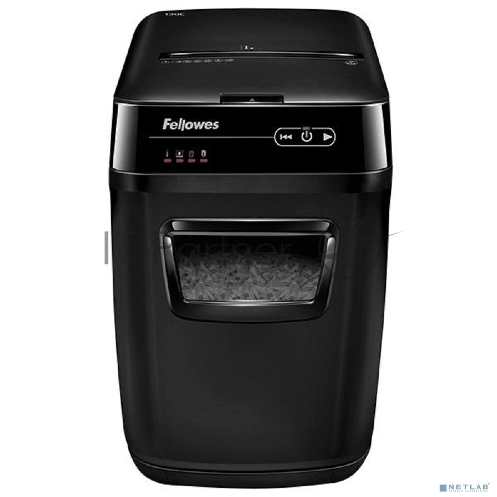 Шредер Fellowes AutoMax 150C FS-46801(01/02)* (секр.P-4)/фрагменты 4x38 мм,/150лист./32лтр./Уничт:скрепки, скобы, пл.карты,CD диски