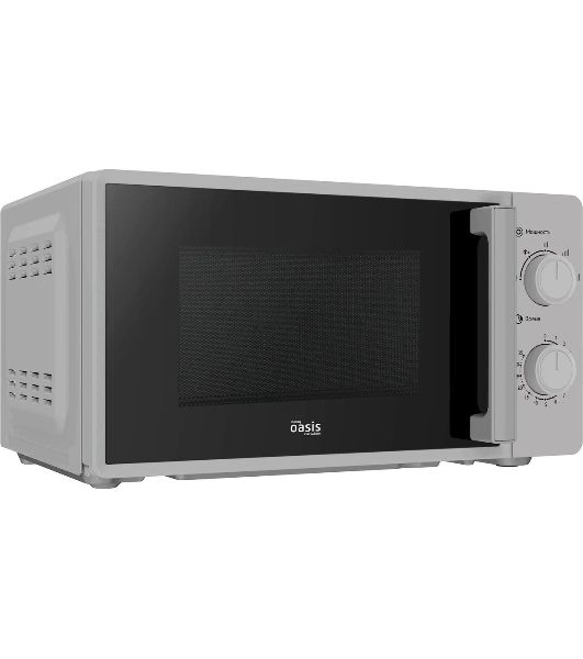 Микроволновая печь OASIS MW-70RS серебристый, 20 л, 700 Вт, переключатели — поворотный механизм