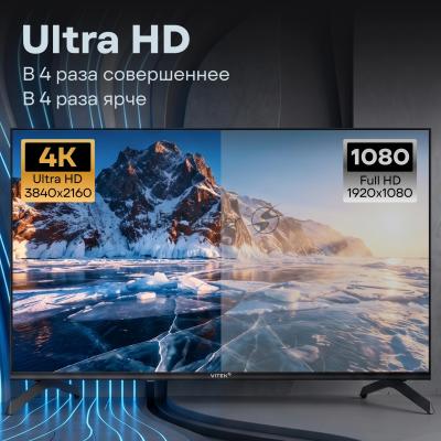 Телевизор LED Vitek 65" VT-65UBS410 Google TV Frameless черный 4K Ultra HD 60Hz MEMC DVB-T DVB-T2 DVB-C DVB-C2 DVB-S DVB-S2 USB WiFi Smart TV