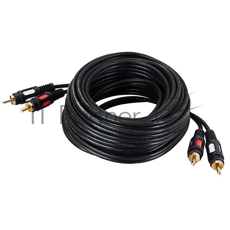 Шнур Rexant 2 RCA - 2 RCA, длина 3 метра, черный (GOLD)