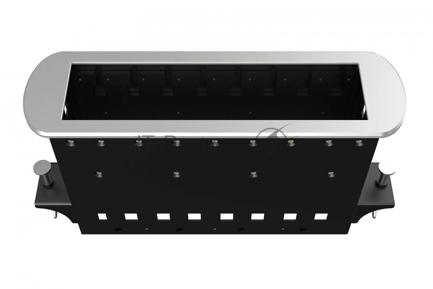 Прямоугольный металлический корпус Wize Pro WRTS-M-8BOX-S серия M, для модульной системы врезного лючка в стол с убирающейся крышкой для установки до 8 модулей-вставок серии М, серебристый
