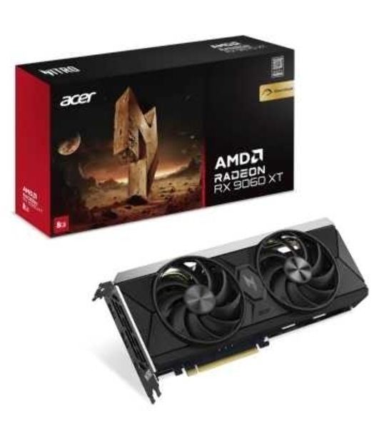 Видеокарта Acer AMD Radeon RX 9060 XT Nitro OC, 8 GB GDDR6, 128 bit, 2xDisplayPort, HDMI, GPU 1800 MHz