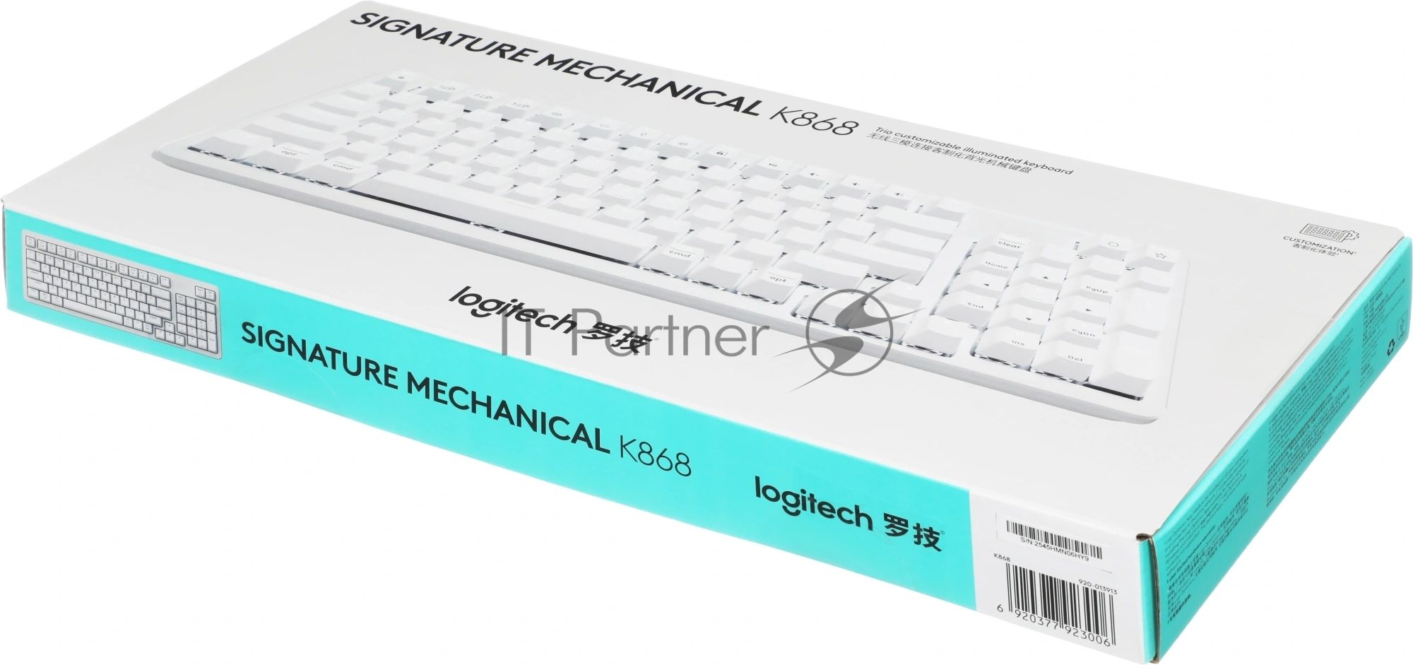 Клавиатура Logitech K868 гибридная, USB Type-A, Bluetooth, радиоканал, белый