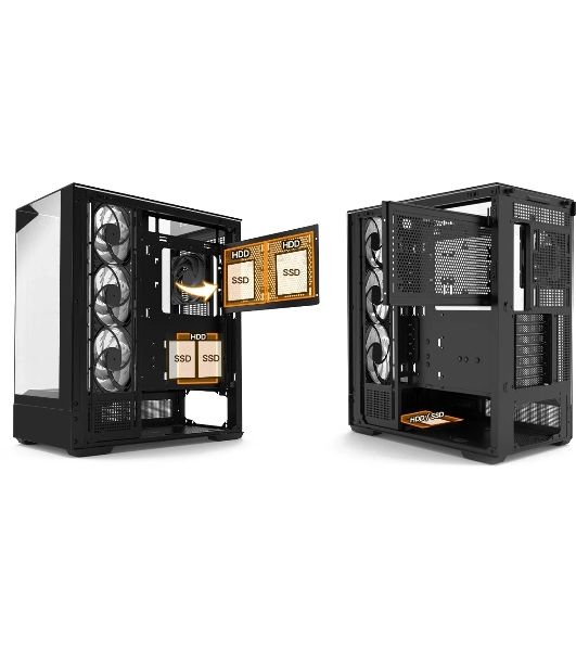 Компьютерный корпус ZALMAN P40 Prism Plus, ATX, черный, WINDOW, 3xCombo (3.5'' or 2.5"), 1xUSB TYPE-C, 2xUSB 3.0, SIDE 3x120мм ARGb, REAR 1x120мм ARGb