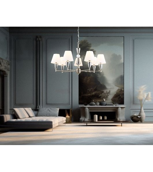 Люстра Ambrella light LH75256/7 SN/FR сатин никель/белый матовый E14*7 max 40W D860*520