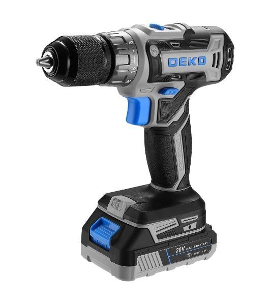 Дрель-шуруповерт Deko DKCD20V ONE+, 20 В, 2 Ач, 45 Нм, щеточный