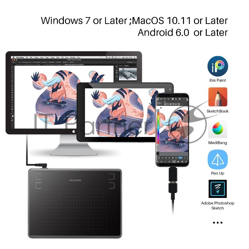 Графический планшет Huion H430P USB черный