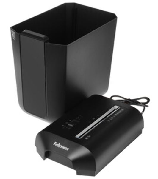 Шредер Fellowes PowerShred LX65 черный (секр.P-4)/перекрестный/10лист./22лтр./скрепки/скобы/пл.карты