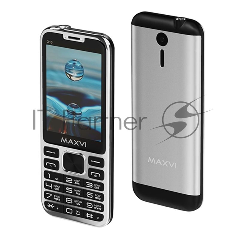 Мобильный телефон Maxvi X10 серебристый металлик