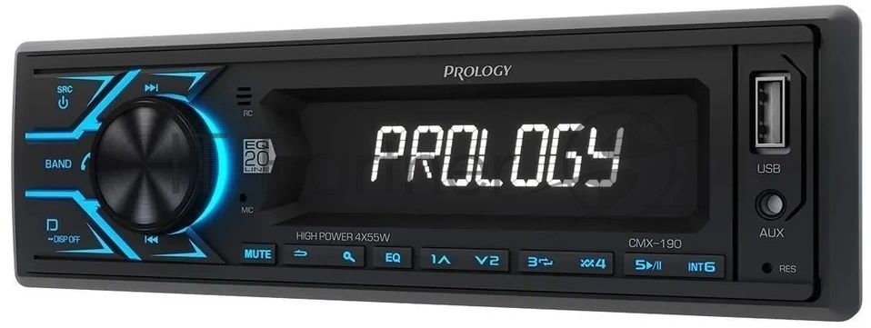 Автомагнитола Prology CMX-190, 1 DIN, Bluetooth, USB Type-A, AUX, пульт ДУ