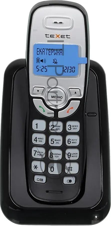 Радиотелефон teXet TX-D6905A черный (громкая связь,телефонная книга на 50 имен и номеров, определитель номера, будильник)