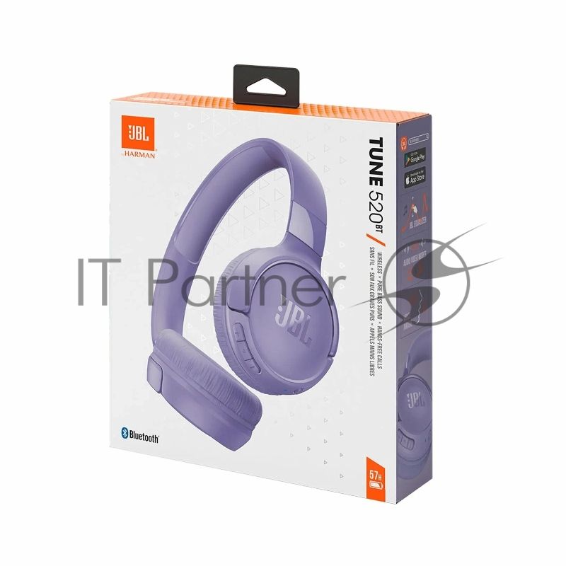 Беспроводные наушники JBL Tune 520BT фиолетовый, накладные, Bluetooth, быстрая зарядка, складная конструкция