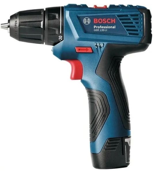 Дрель-шуруповерт Bosch GSR 120 Li, 12 В, 2 Ач, 30 Нм, щеточный