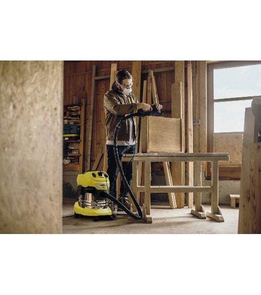 Строительный пылесос Karcher WD 4 P S V-20/5/22 желтый, 1000 Вт, уборка сухая/сбор воды/выдув, пылесборник мешок/контейнер, 20 л