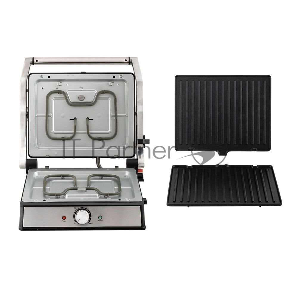 Гриль электрический ENDEVER Grillmaster-221, серебристый/черный, 2300 Вт, терморегулятор, размер пов-ти 29x23 см