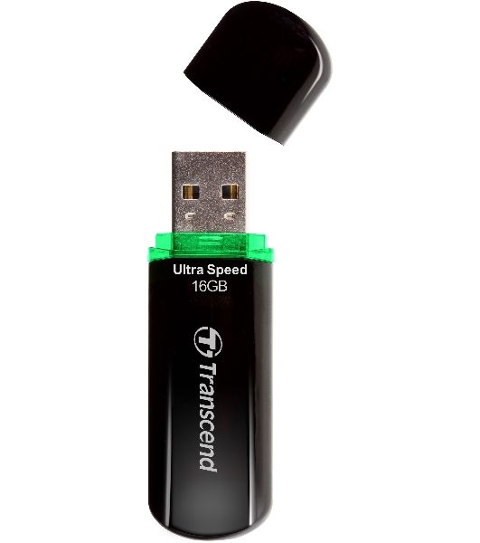 Флешка USB Transcend Jetflash 600 (TS16GJF600), 16Gb, USB 2.0, R/W 30/15, черный/зеленый