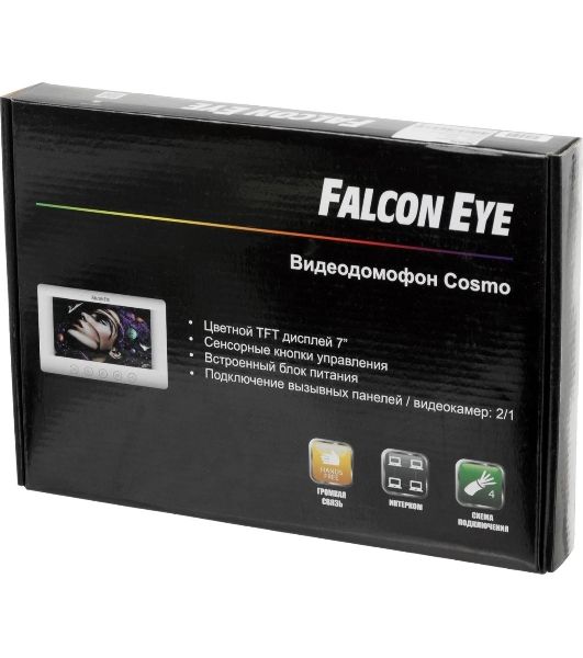 Видеодомофон Falcon Eye COSMO дисплей 7" TFT; механические кнопки; подключение до 2-х вызывных панелей ; OSD меню; интерком до 4 мониторов; питание AC