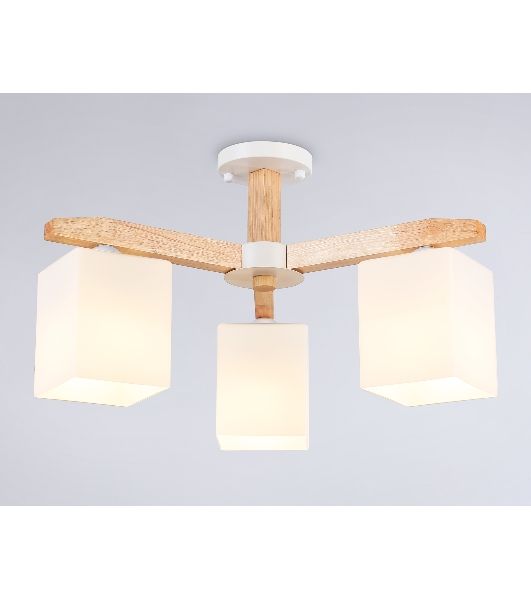 Светильник Ambrella light TR83115/3 WH/LW белый/светлое дерево E27/3 max 40W D580*320