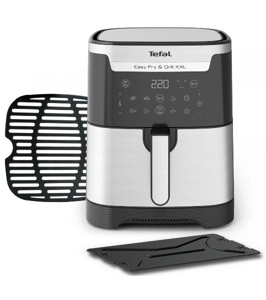 Аэрогриль Tefal Easy Fry & Grill XXL Inox EY801D15 черный, 1830 Вт, 6.5 л, сенсор, 9 программ