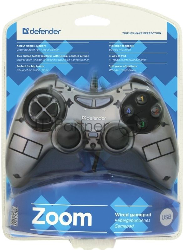 Геймпад Defender Zoom USB Xinput, 10 кнопок, 2 стика
