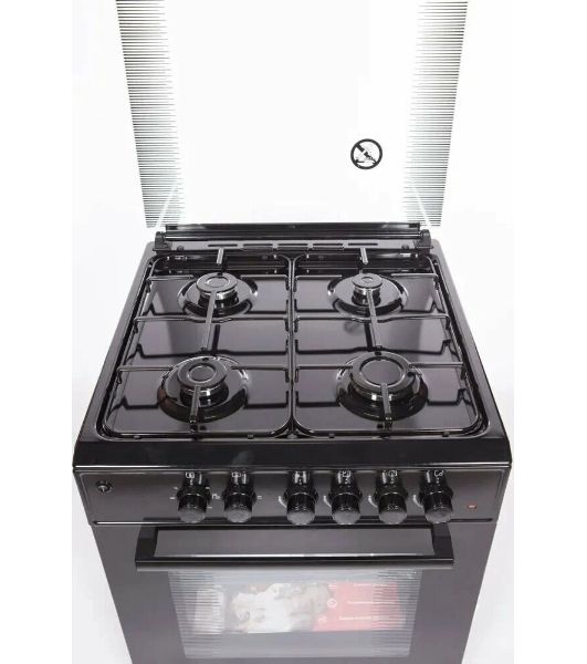 Плита комбинированная VESTA Valencia VGE 50 10-E черный, конфорок 4 газовых, духовка 52 л, 50 см x 85 см x 57 см