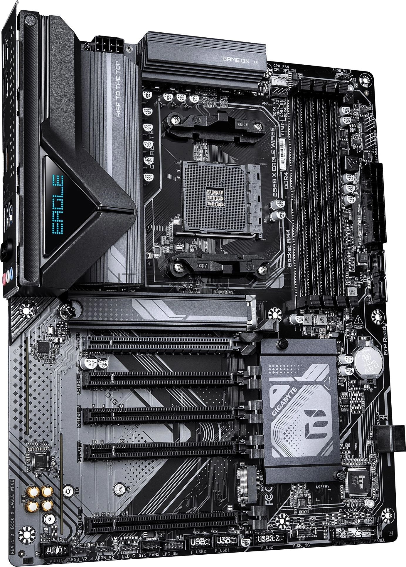 Материнская плата Gigabyte B550 X EAGLE WIFI6E, AM4, AMD B550, 4xDDR4, 4xSATA 6Gb/s, 2xM.2, 1xPCIe 4.0 x16, 4xPCIe 3.0 x1, 1xHDMI, 1x 2.5Gb LAN, 4xUSB 2.0, 3xUSB 3.2 Gen 1, 1xUSB 3.2 Gen 2, 1xUSB Type-C, 3x3.5 мм, 7.1, ATX