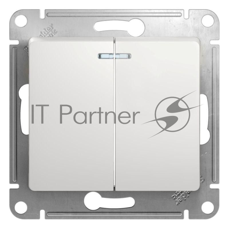 Механизм выключателя 2-кл. СП Glossa 10А IP20 10AX с подсветкой бел. SchE GSL000153