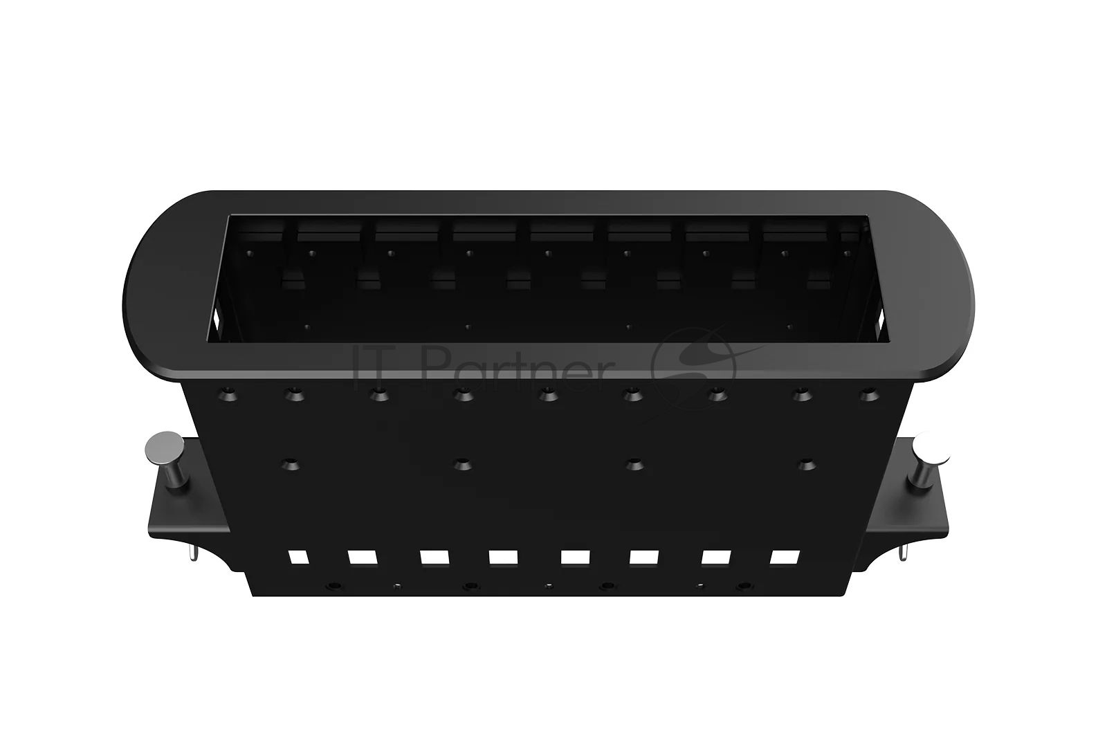 Прямоугольный металлический корпус Wize Pro WRTS-M-8BOX-B серия M, для модульной системы врезного лючка в стол с убирающейся крышкой для установки до 8 модулей-вставок серии М, черный