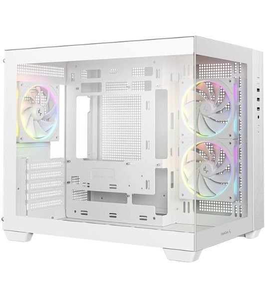 Компьютерный корпус Deepcool CG330 3F WH без БП, боковое окно (панорама), 3x120мм ARGB PWM вентилятора, белый, mATX (R-CG330-BKNGM3-G)