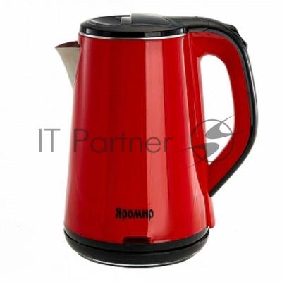 Чайник электрический ЯРОМИР ЯР-1059 пластик ДВОЙНАЯ СТЕНКА, красный: 1500 Вт, 1,8л(12)