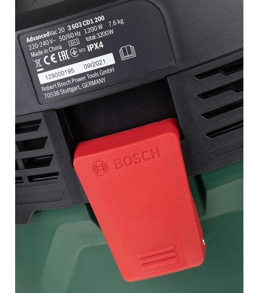 Строительный пылесос Bosch AdvancedVac20 зеленый, 300/1200 Вт, уборка сухая/влажная, пылесборник мешок/контейнер, 20 л