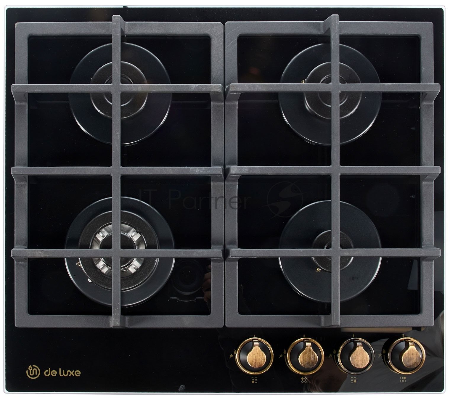 Газовая варочная поверхность DeLuxe GG4 750229F-TC-150, 4 конфорки, закаленное стекло, 7800 Вт