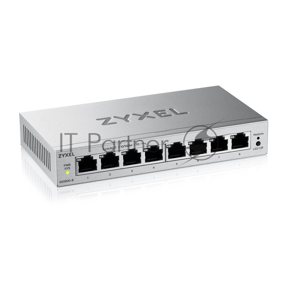 Коммутатор ZyXEL GS1200-8V3-EU0101F, 8×LAN, управляемый