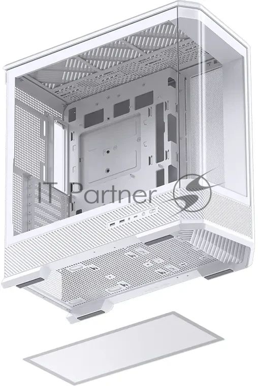 Корпус без блока питания Case JONSBO D400, Midi-Tower, TG, no fan, 2xUSB-A 3.0 + 1xUSB-C 3.2, ATX, mATX, mITX White