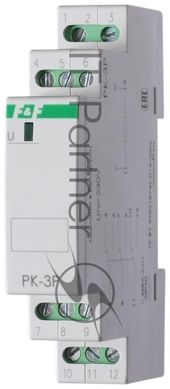 Реле промежуточное PK-3P (монтаж на DIN-рейке 35мм 220В 50Гц 3х8А 3NO/NC IP20) F&F EA06.001.023