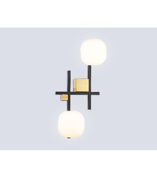 Настенный светильник Ambrella light LH51019/2 BK/BS/FR черный/латунь/белый матовый G9*2 max 28W 230*170*480